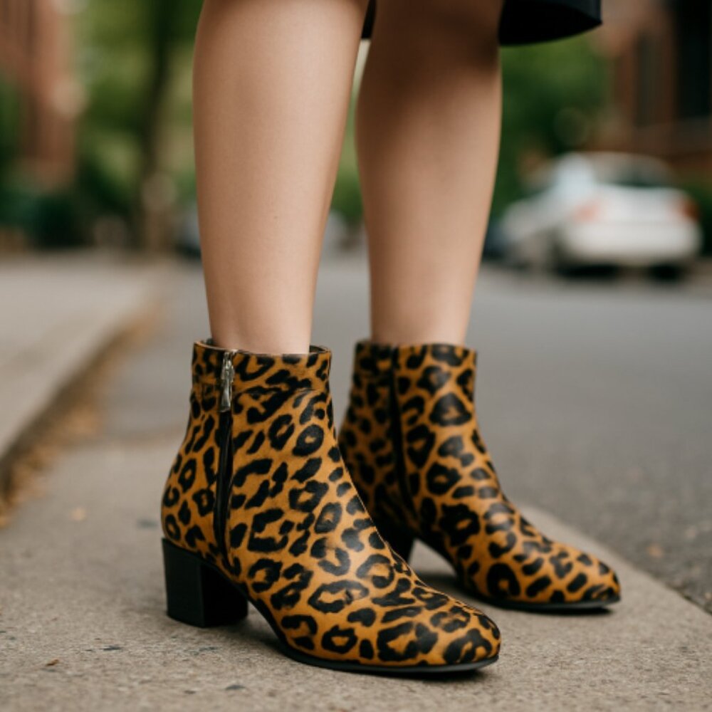 NEW Calvin Klein Cattee Ankle Boot Leopard print